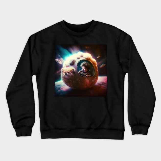 Exploring the Galaxy with a Furry Friend - Cosmic Cuties #1 Crewneck Sweatshirt by yewjin